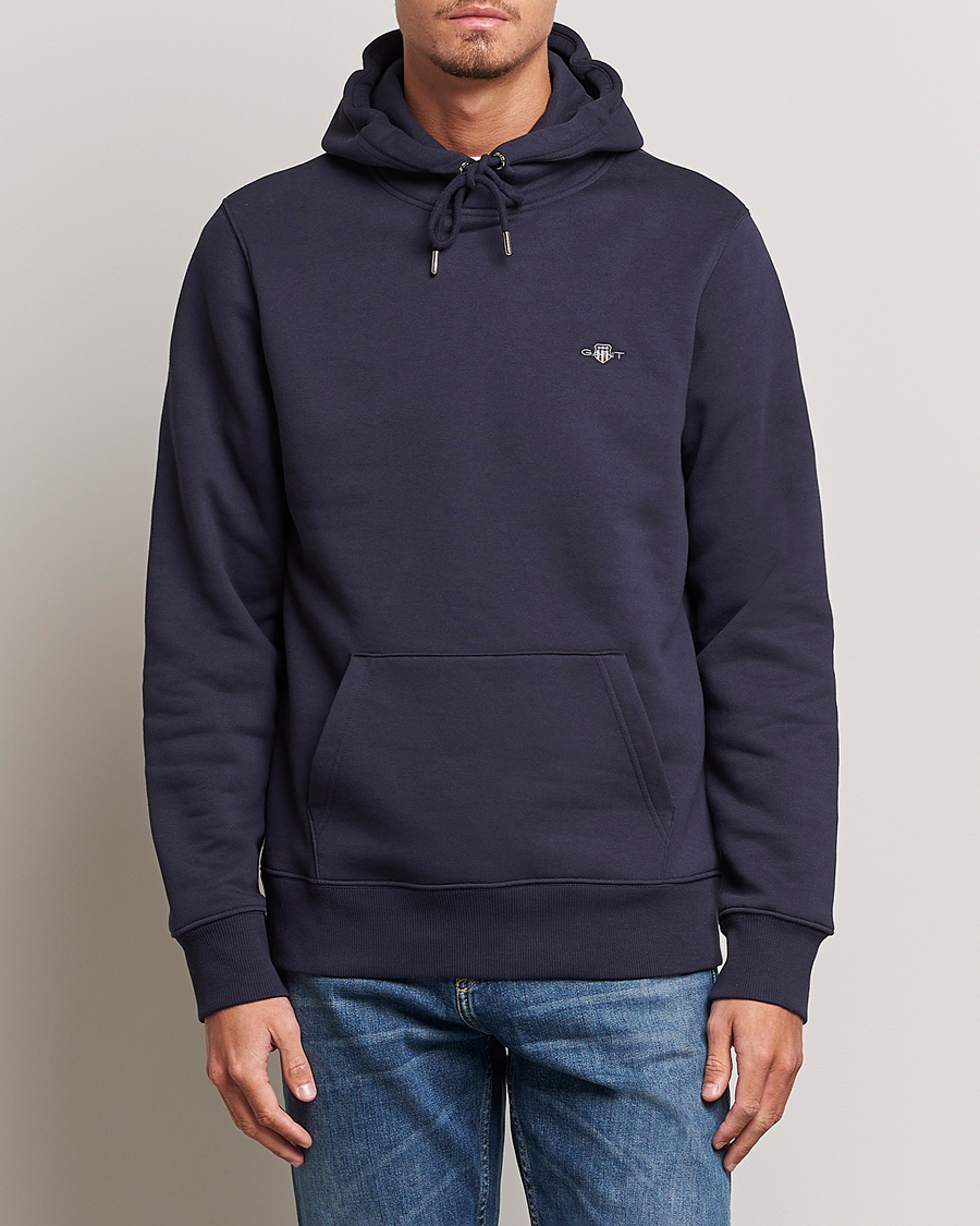 Uomini | Maglieria | GANT | Original Shield Logo Hoodie Evening Blue