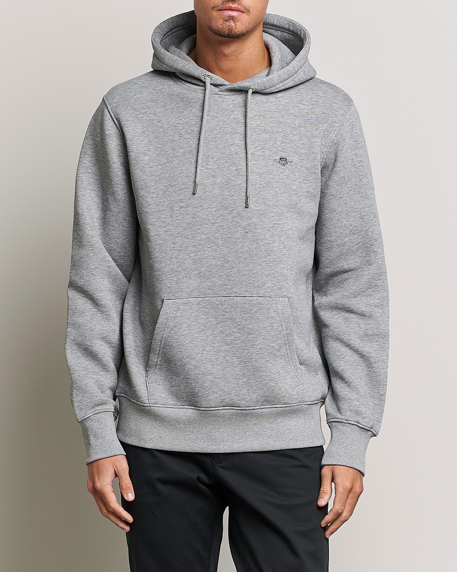 Uomini | Maglieria | GANT | Original Shield Logo Hoodie Grey Melange