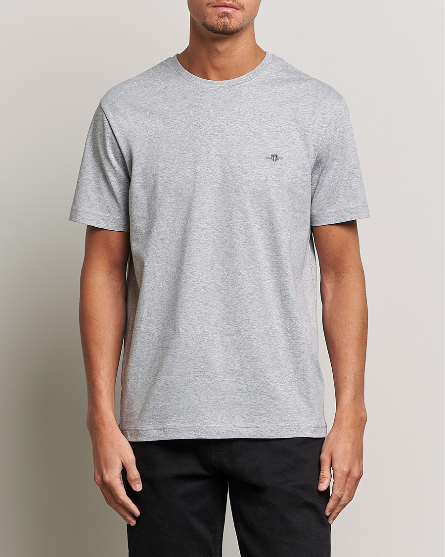 Uomini | Camicie a maniche corte | GANT | The Original Solid T-Shirt Grey Melange