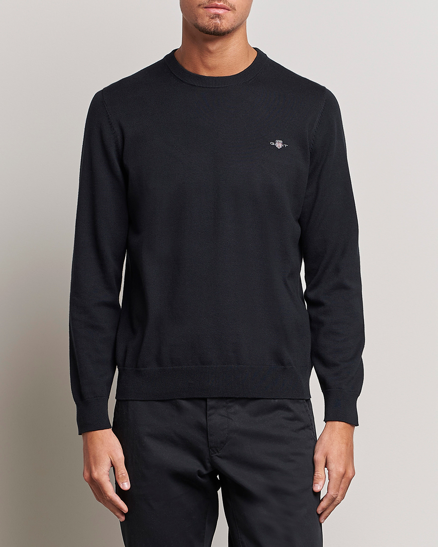 Uomini | Maglieria | GANT | Classic Cotton Crew Neck Black