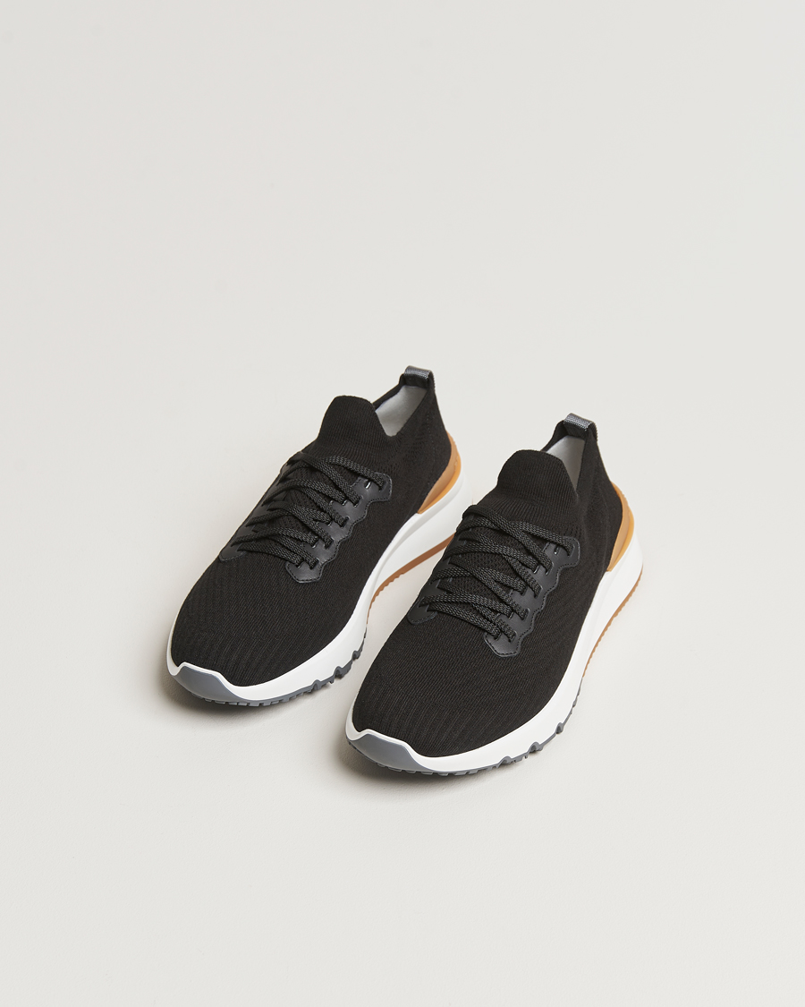 Uomini | Sneakers nere | Brunello Cucinelli | Flannel Running Sneakers Black 