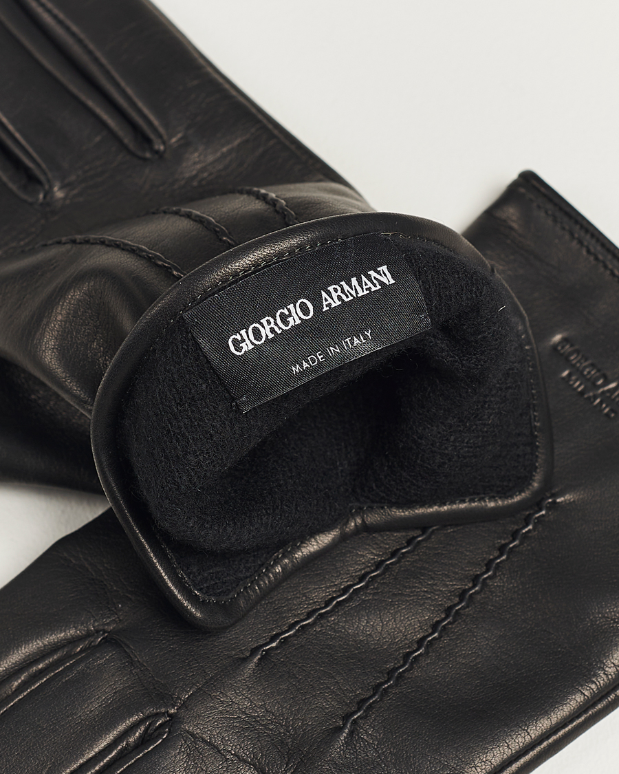 Uomini | Accessori | Giorgio Armani | Lamb Leather Gloves Black