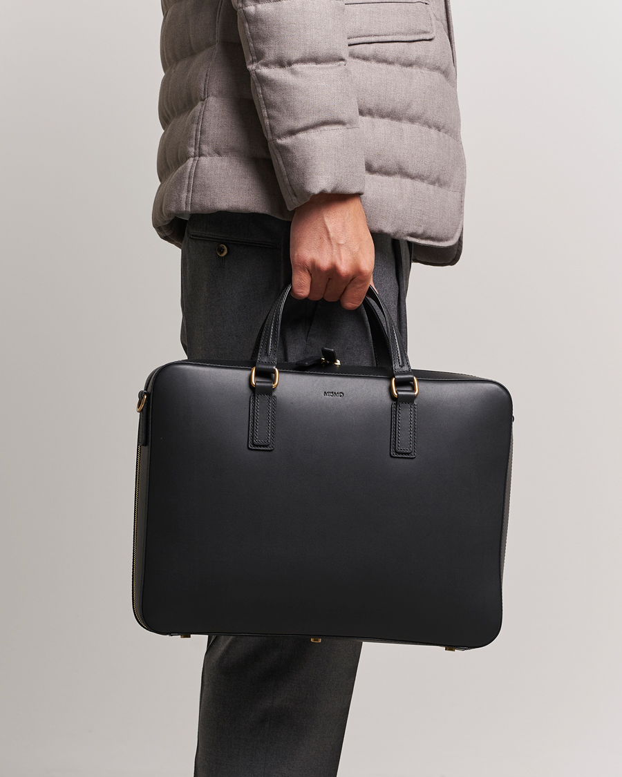 Uomini | Formal Wear | Mismo | Morris Full Grain Leather Briefcase Black