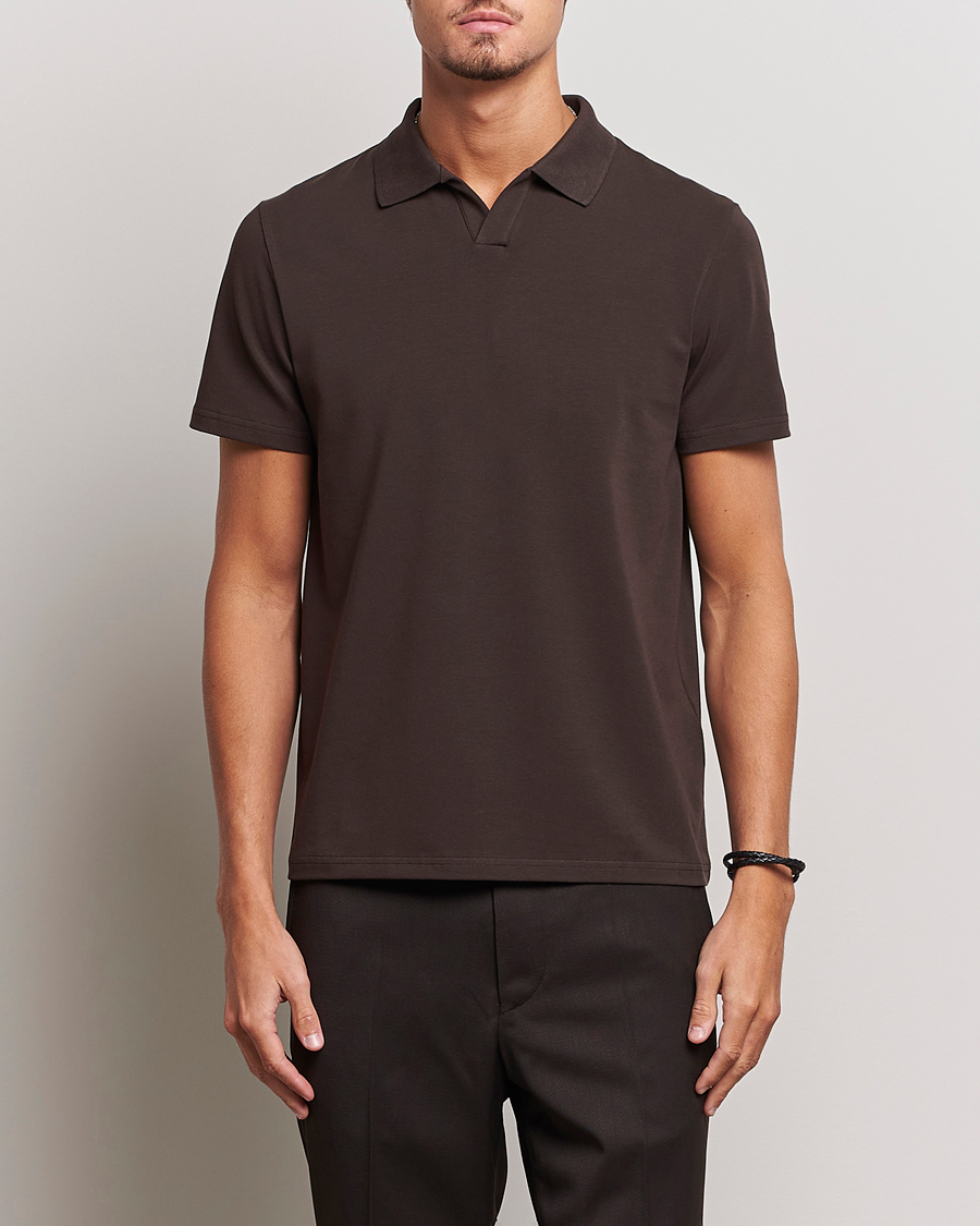 Uomini | Filippa K | Filippa K | Soft Lycra Polo T-Shirt Dark Chocolate