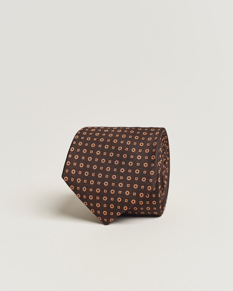 Uomini | Kiton Micro Dot Silk Tie Brown | Kiton | Micro Dot Silk Tie Brown