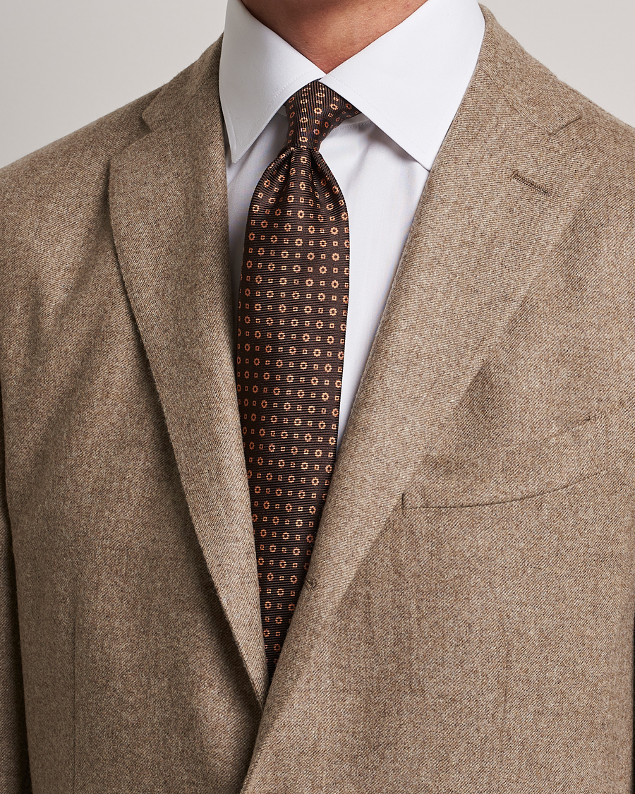 Uomini | Kiton Micro Dot Silk Tie Brown | Kiton | Micro Dot Silk Tie Brown