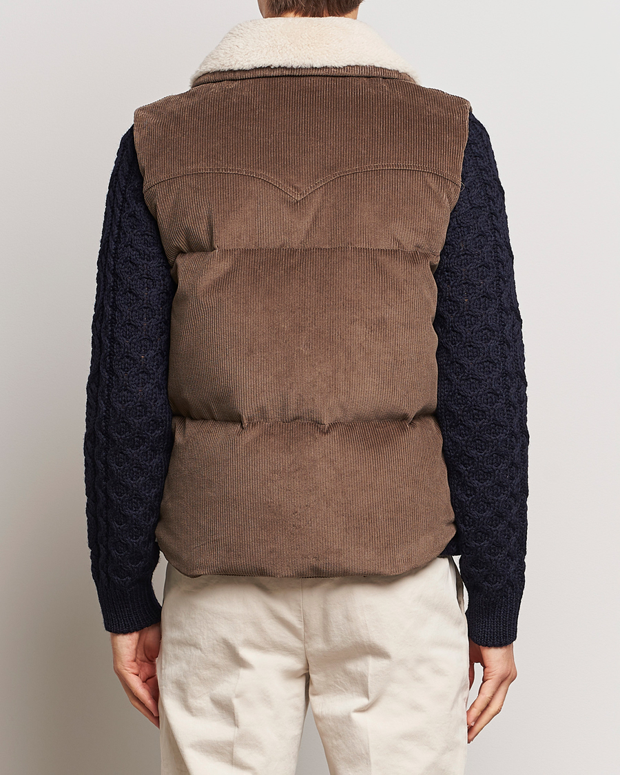 Uomini | Giacche | Valstar | Corduroy Shearling Collar Down Vest Brown
