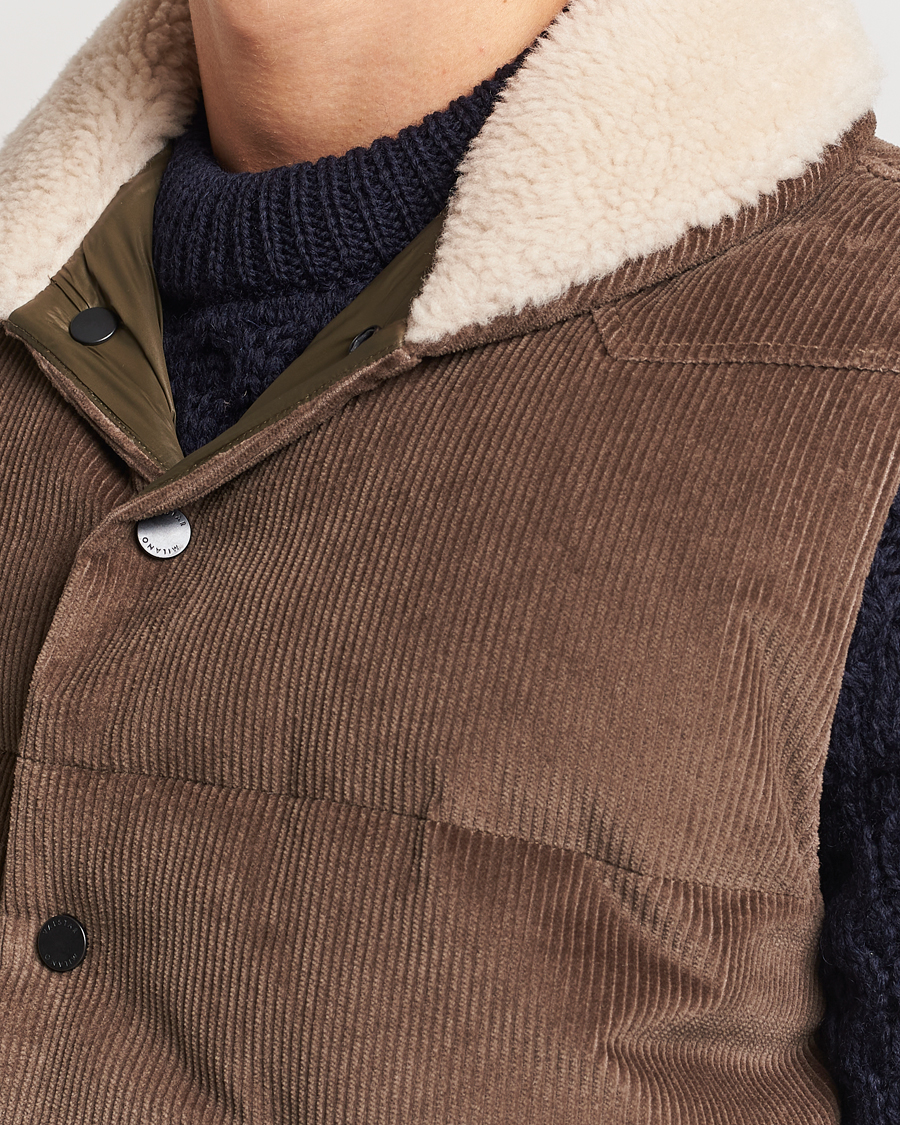 Uomini | Giacche | Valstar | Corduroy Shearling Collar Down Vest Brown