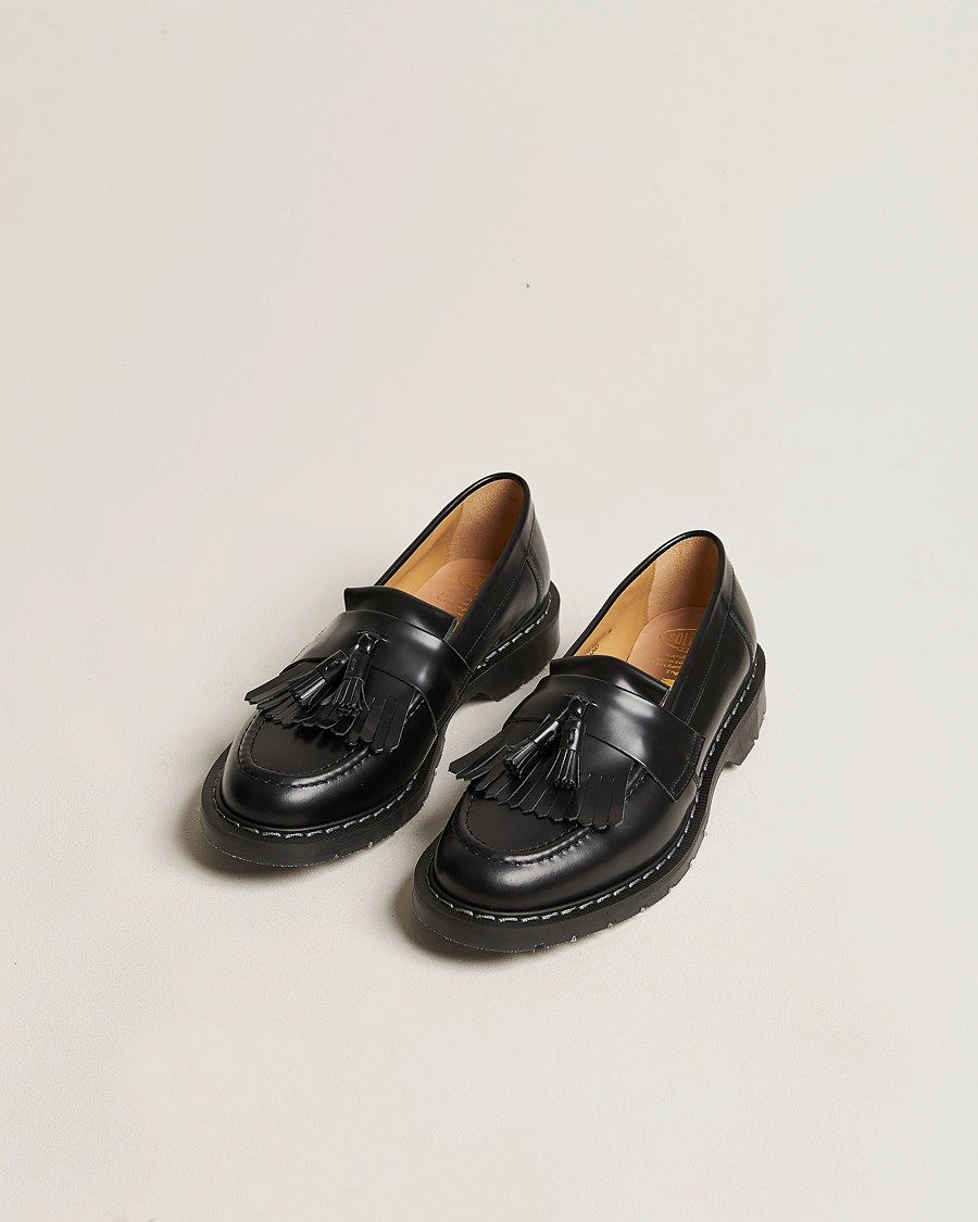 Uomini | Mocassini | Solovair | Tassel Loafer Black Shine