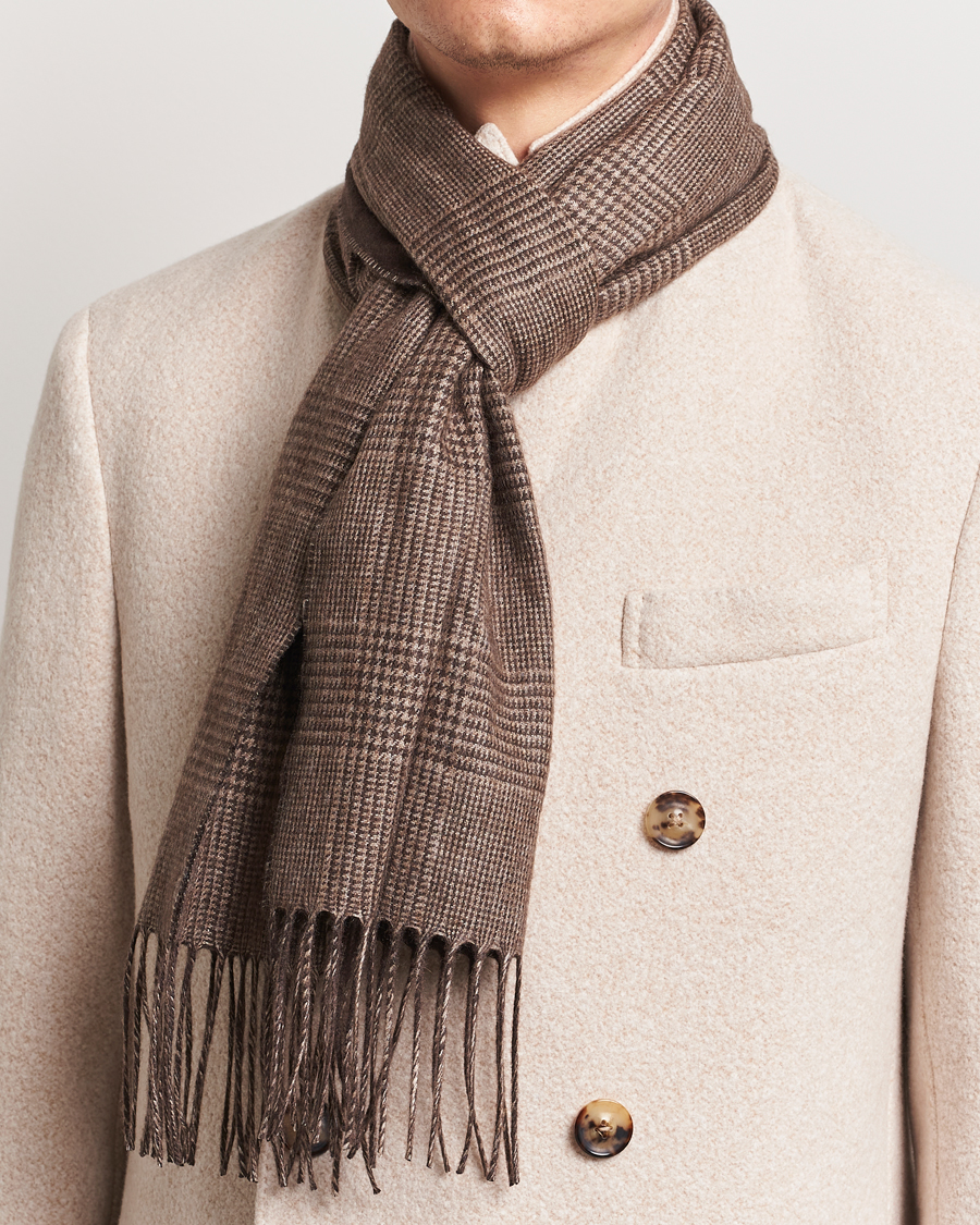 Uomini | Sciarpe | Piacenza Cashmere | Cashmere/Silk Glencheck Scarf Brown