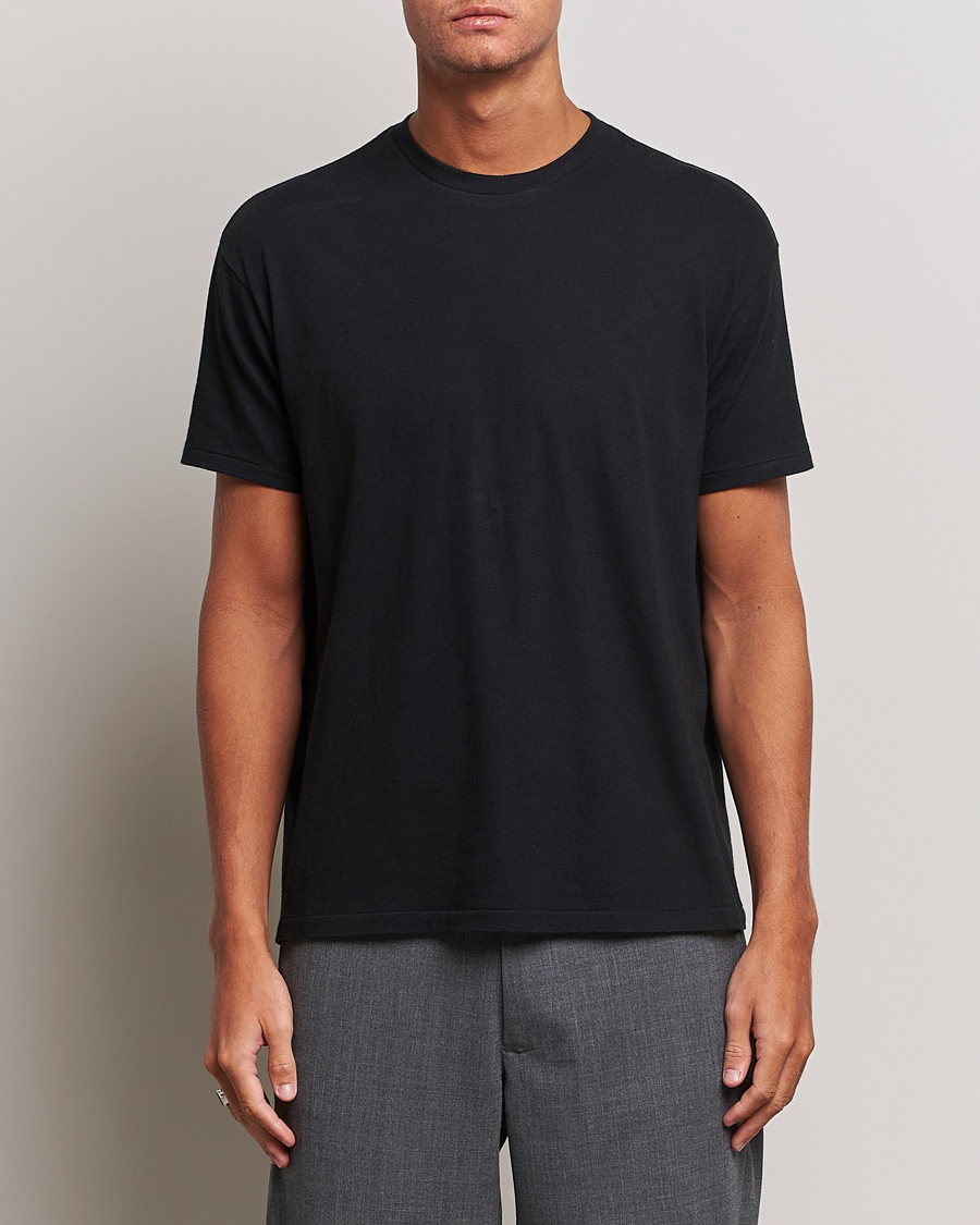 Uomini | T-Shirts | Auralee | Seamless Crew Neck T-Shirt Black