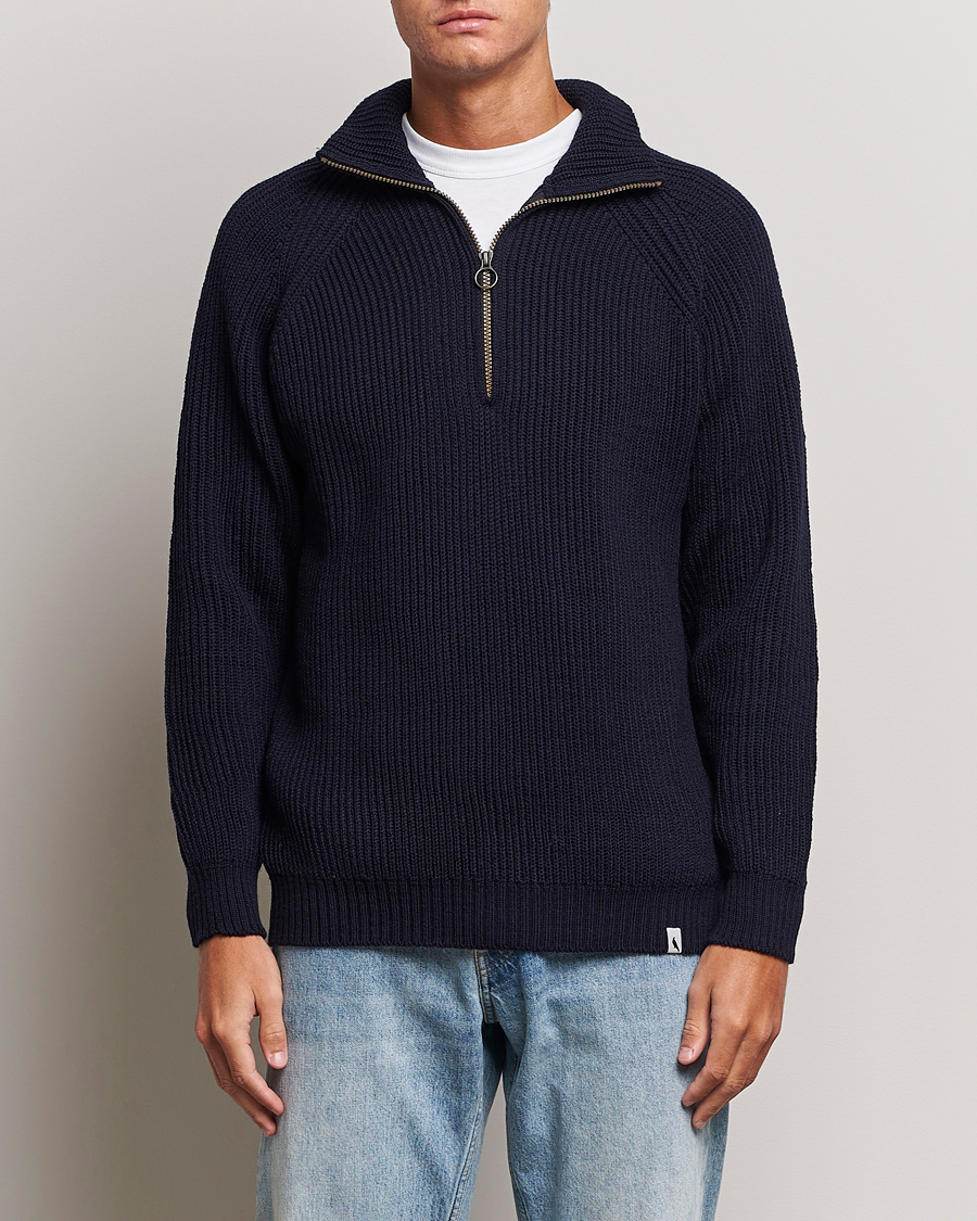 Uomini |  | Peregrine | Ford Knitted Wool Half Zip Navy