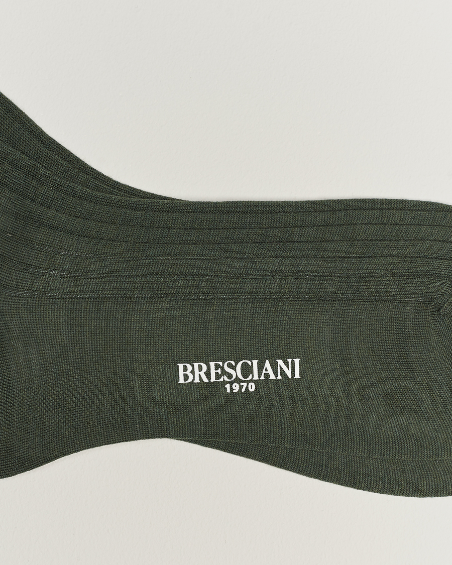 Uomini |  | Bresciani | Wool/Nylon Ribbed Short Socks Green