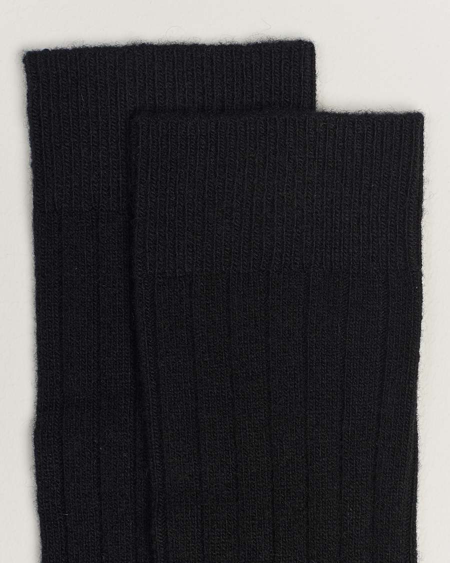 Uomini |  | Bresciani | Wool/Cashmere Ribbed Socks Black