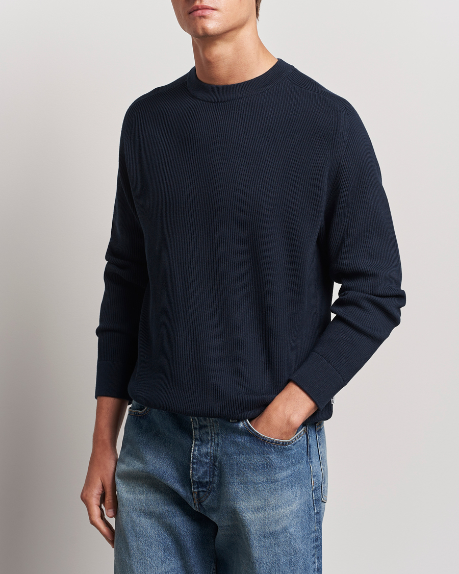 Uomini |  | NN07 | Kevin Cotton Knitted Sweater Navy Blue