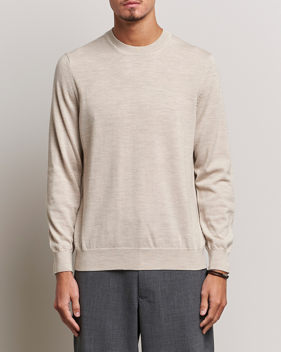 Uomini |  | NN07 | Ted Merino Crew Neck Pullover Light Khaki Melange