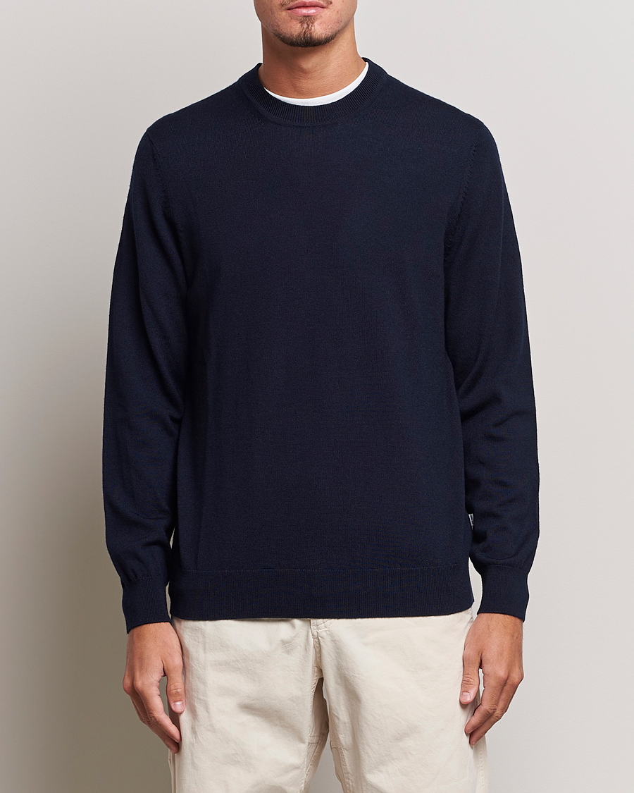 Uomini |  | NN07 | Ted Merino Crew Neck Pullover Navy Blue