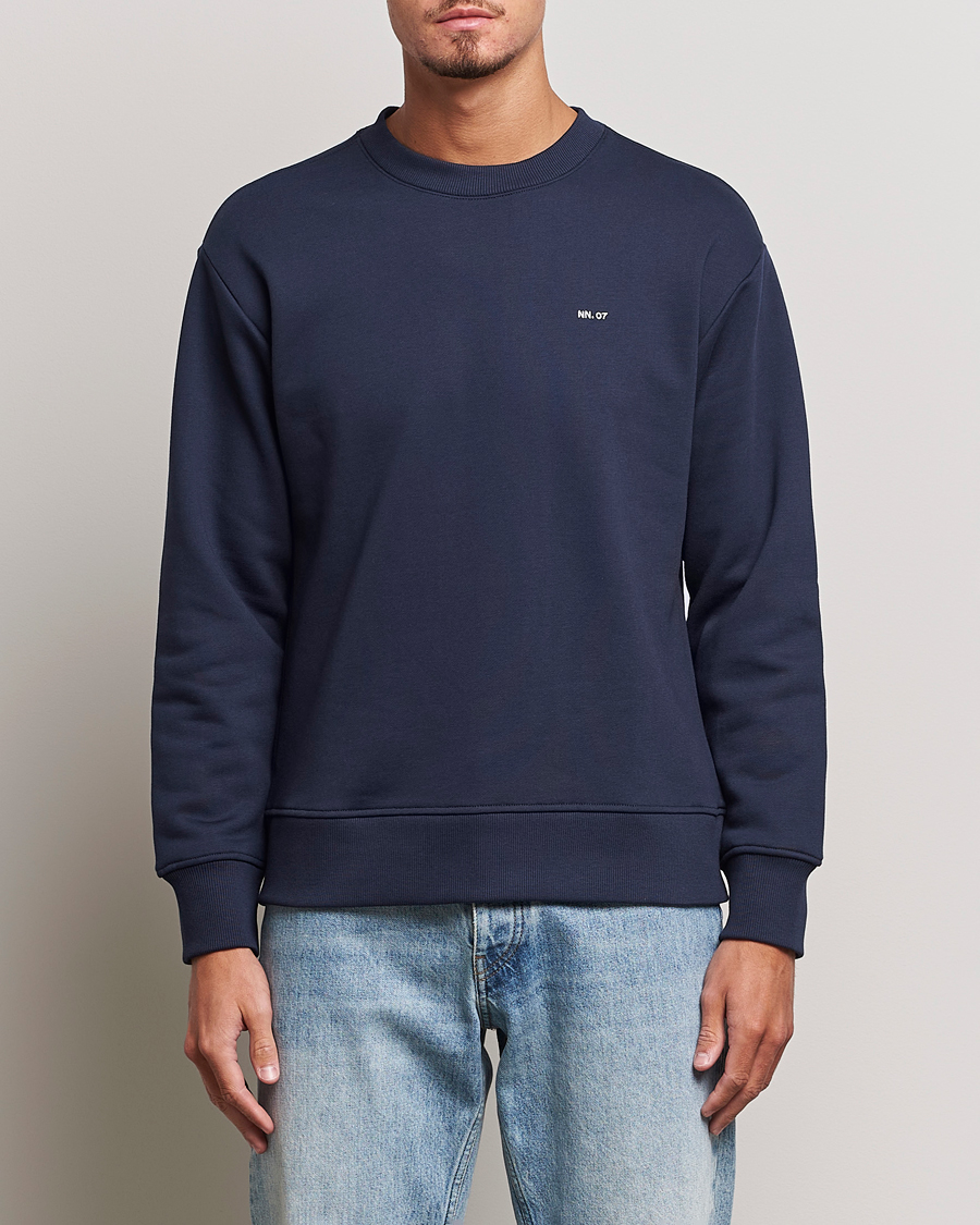 Uomini | Business & Beyond | NN07 | Briggs Logo Crew Neck Sweatshirt Navy Blue