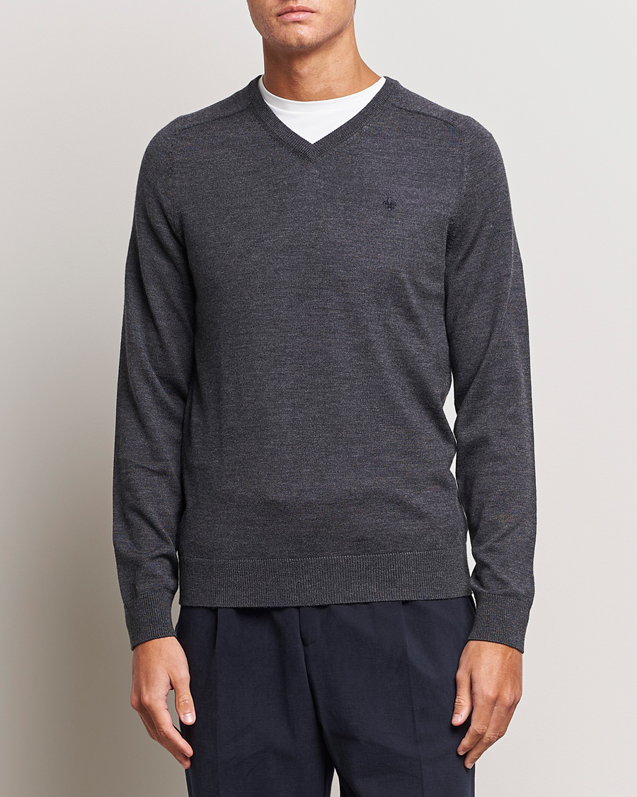 Uomini | Maglie con collo a V | Morris | Merino V-neck Grey