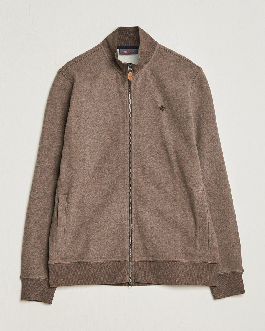 Uomini | Maglieria | Morris | Warren Sweat Zip Cardigan Brown