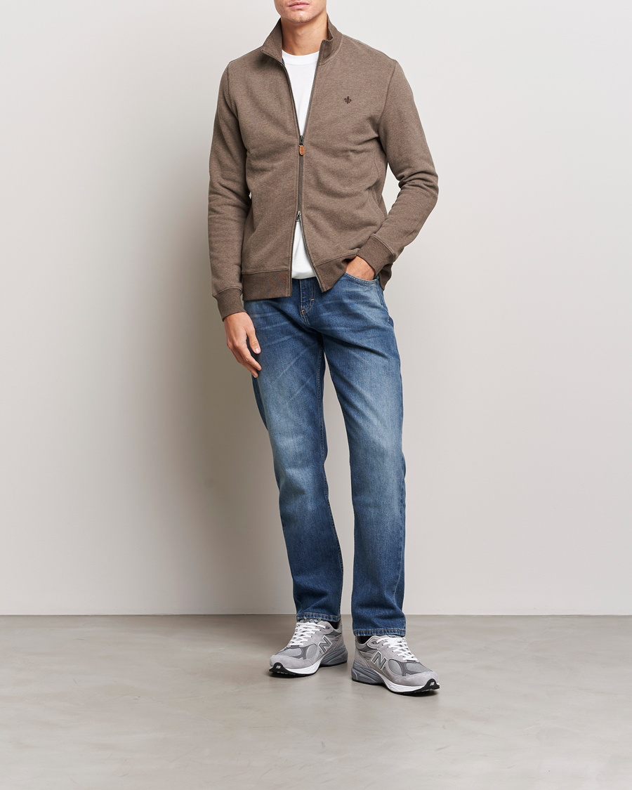 Uomini | Maglieria | Morris | Warren Sweat Zip Cardigan Brown