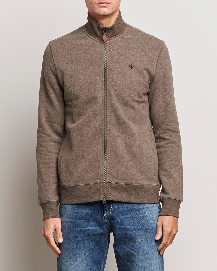 Uomini | Maglieria | Morris | Warren Sweat Zip Cardigan Brown