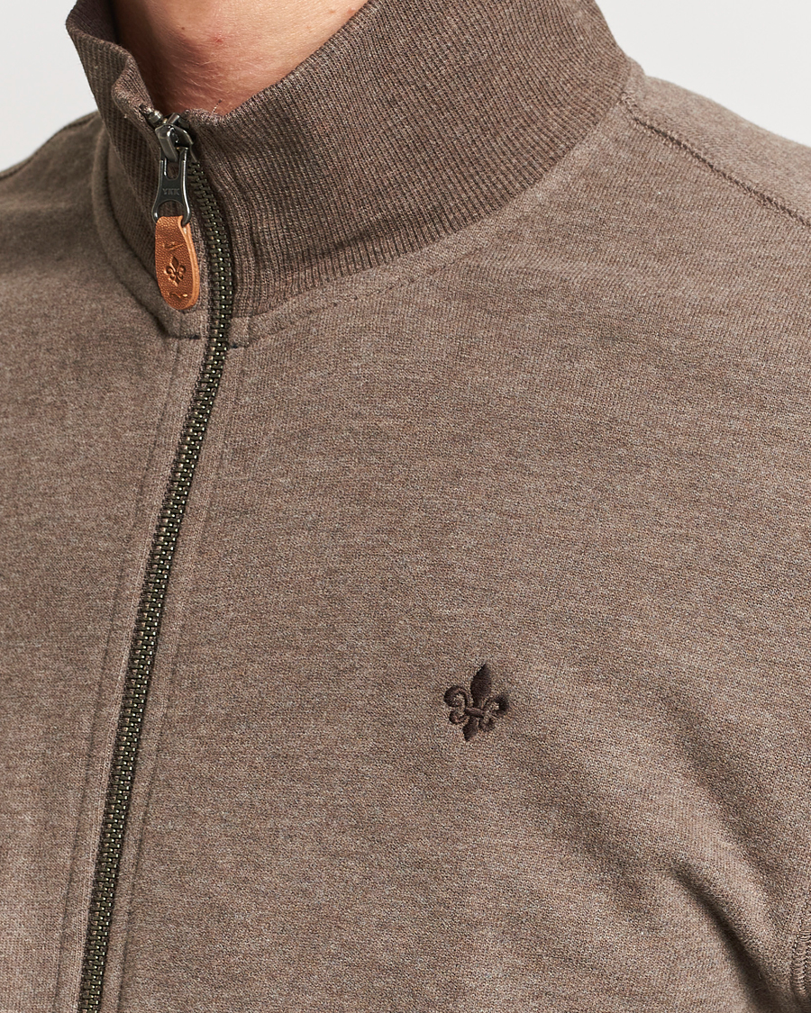 Uomini | Maglieria | Morris | Warren Sweat Zip Cardigan Brown