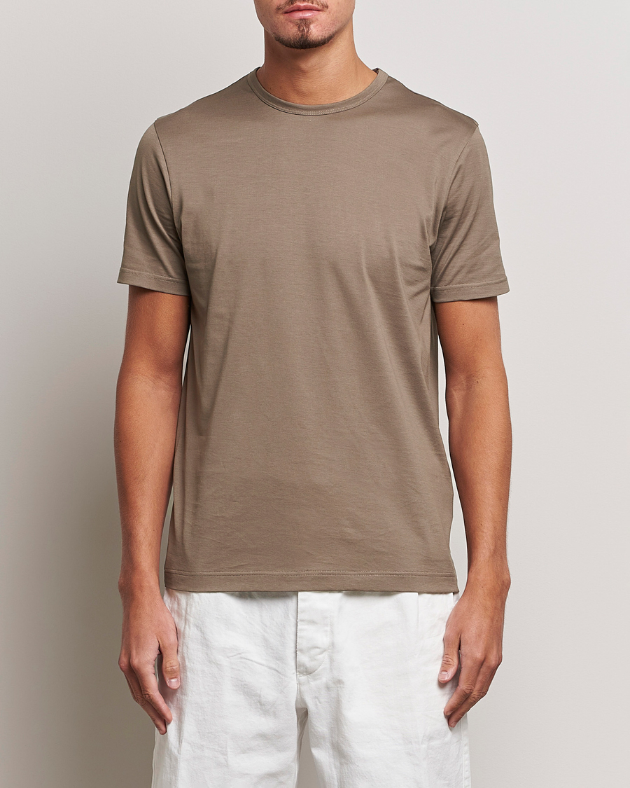 Uomini |  | Sunspel | Crew Neck Cotton Tee Cedar