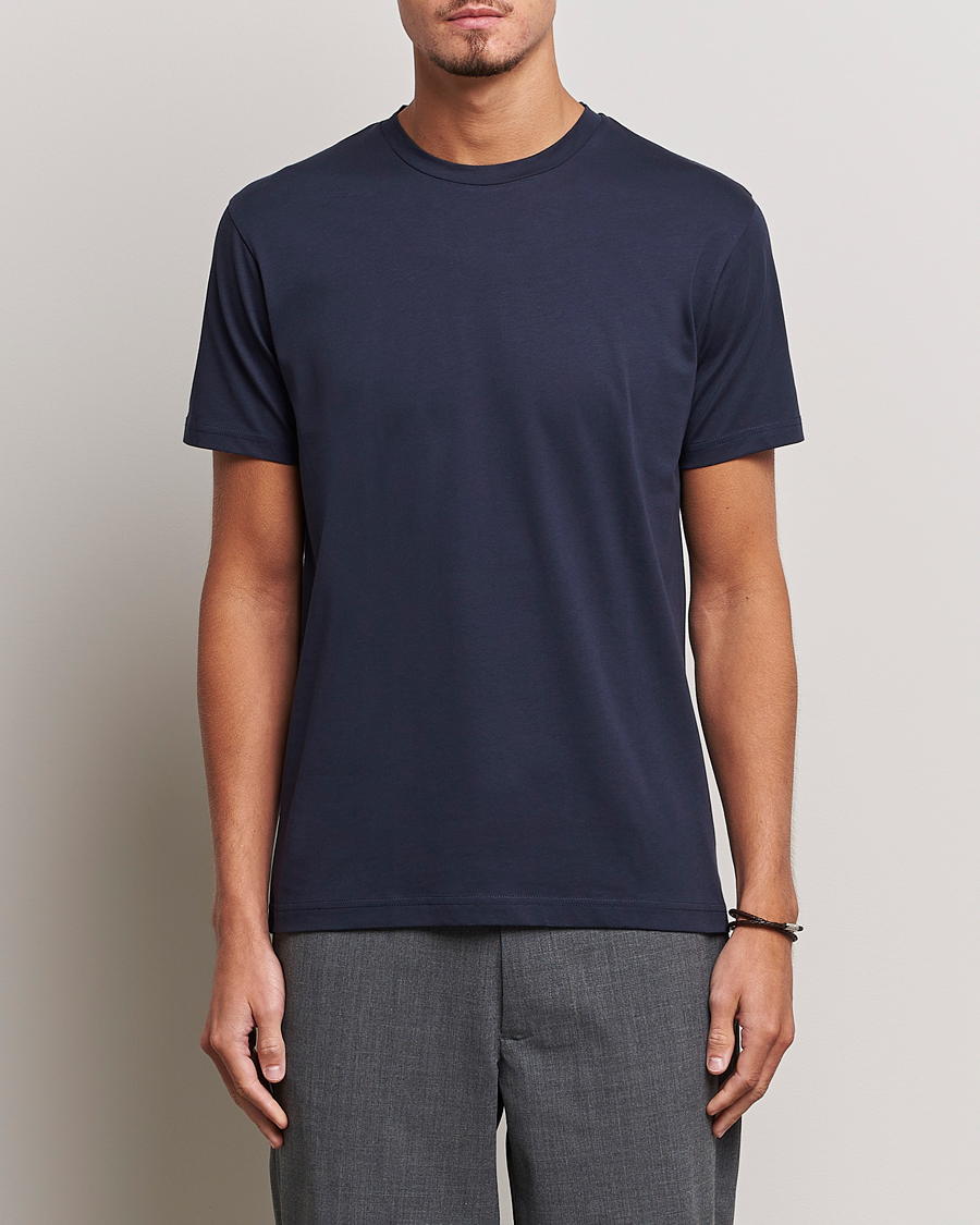 Uomini | T-shirt | Sunspel | Riviera Midweight Tee Navy