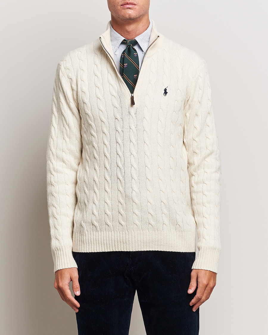 Uomini | Maglioni a maglia | Polo Ralph Lauren | Wool/Cashmere Cable Half Zip Andover Cream