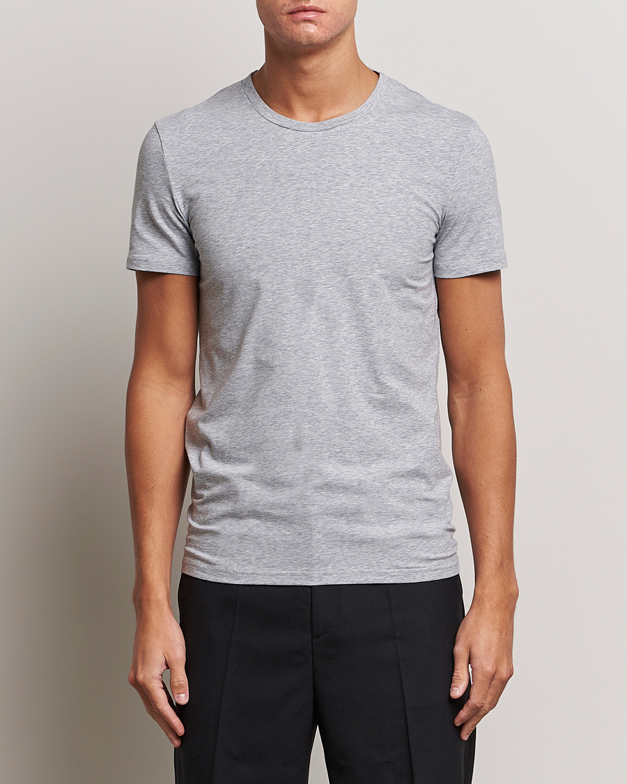 Uomini | Zegna | Zegna | Stretch Cotton Round Neck T-Shirt Grey Melange