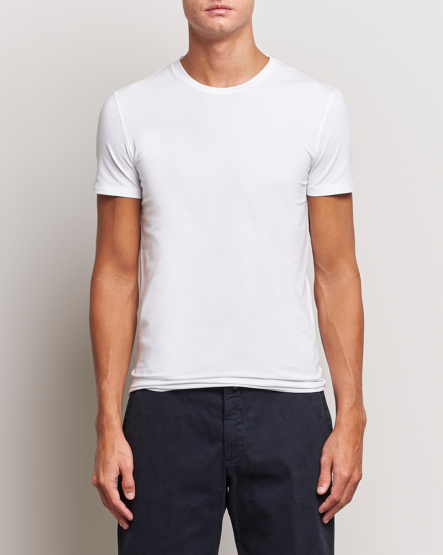 Uomini | Zegna | Zegna | Stretch Cotton Round Neck T-Shirt White