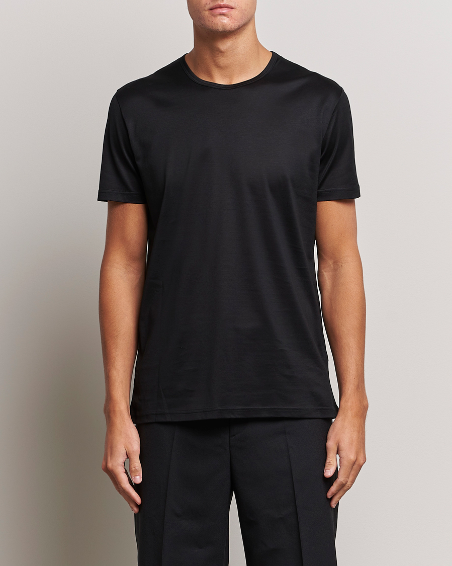 Uomini |  | Zegna | Filoscozia Pure Cotton Round Neck T-Shirt Black