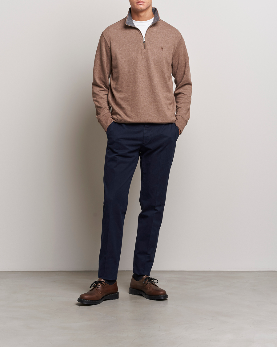 Uomini | Maglieria | Polo Ralph Lauren | Tech Double Knit Half Zip Brown Heather