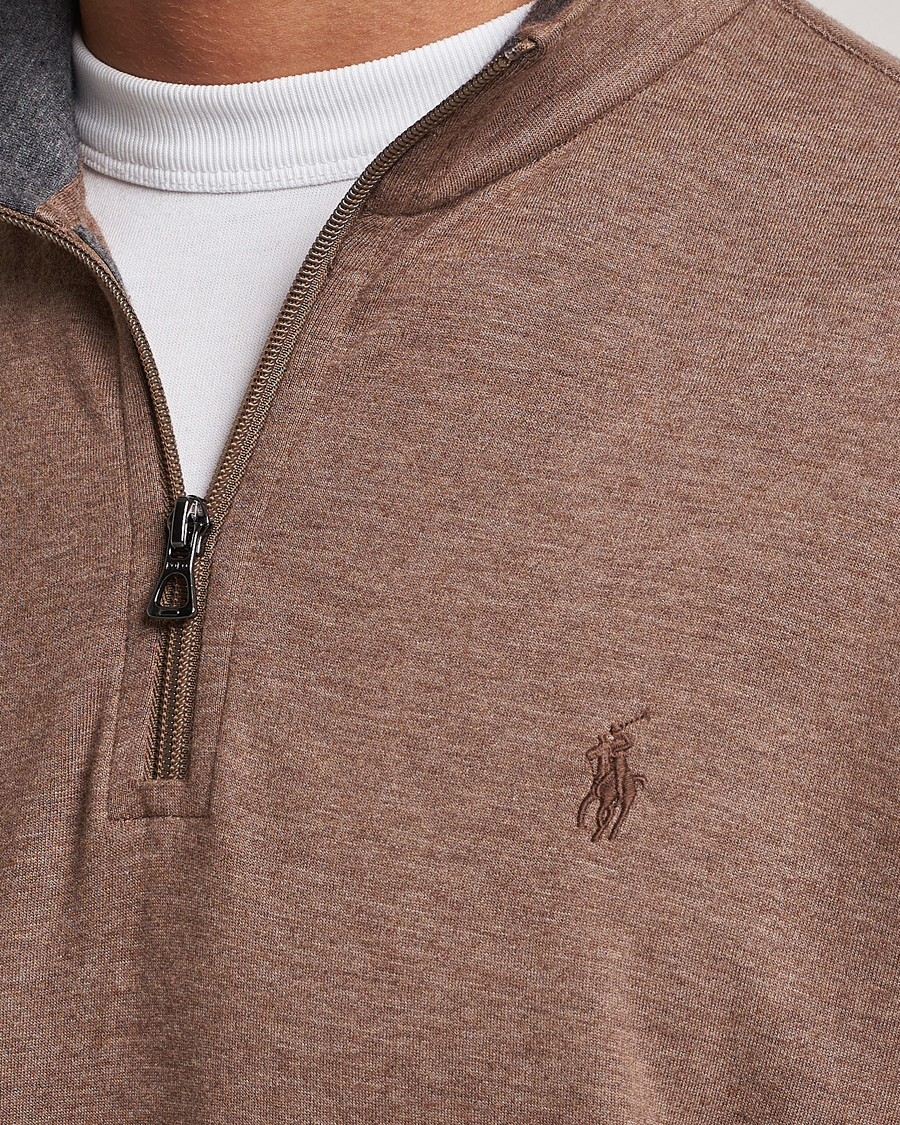 Uomini | Maglieria | Polo Ralph Lauren | Tech Double Knit Half Zip Brown Heather