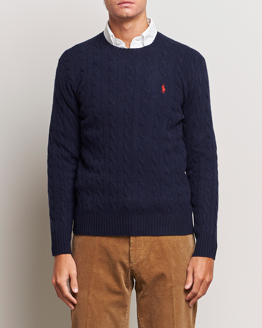 Uomini |  | Polo Ralph Lauren | Wool/Cashmere Cable Crew Neck Hunter Navy