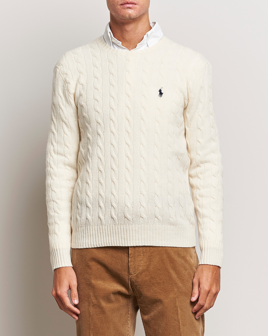 Uomini | Only Polo | Polo Ralph Lauren | Wool/Cashmere Cable Crew Neck Andover Cream