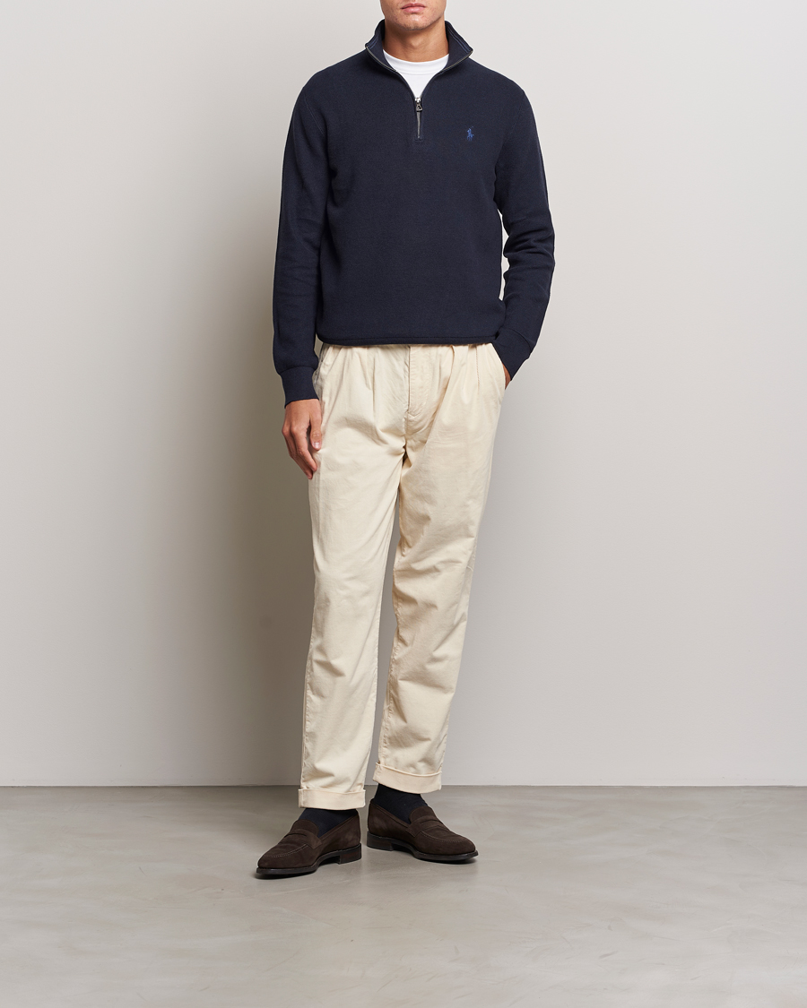 Uomini | Maglieria | Polo Ralph Lauren | Half Zip Cotton Pullover Navy Heather