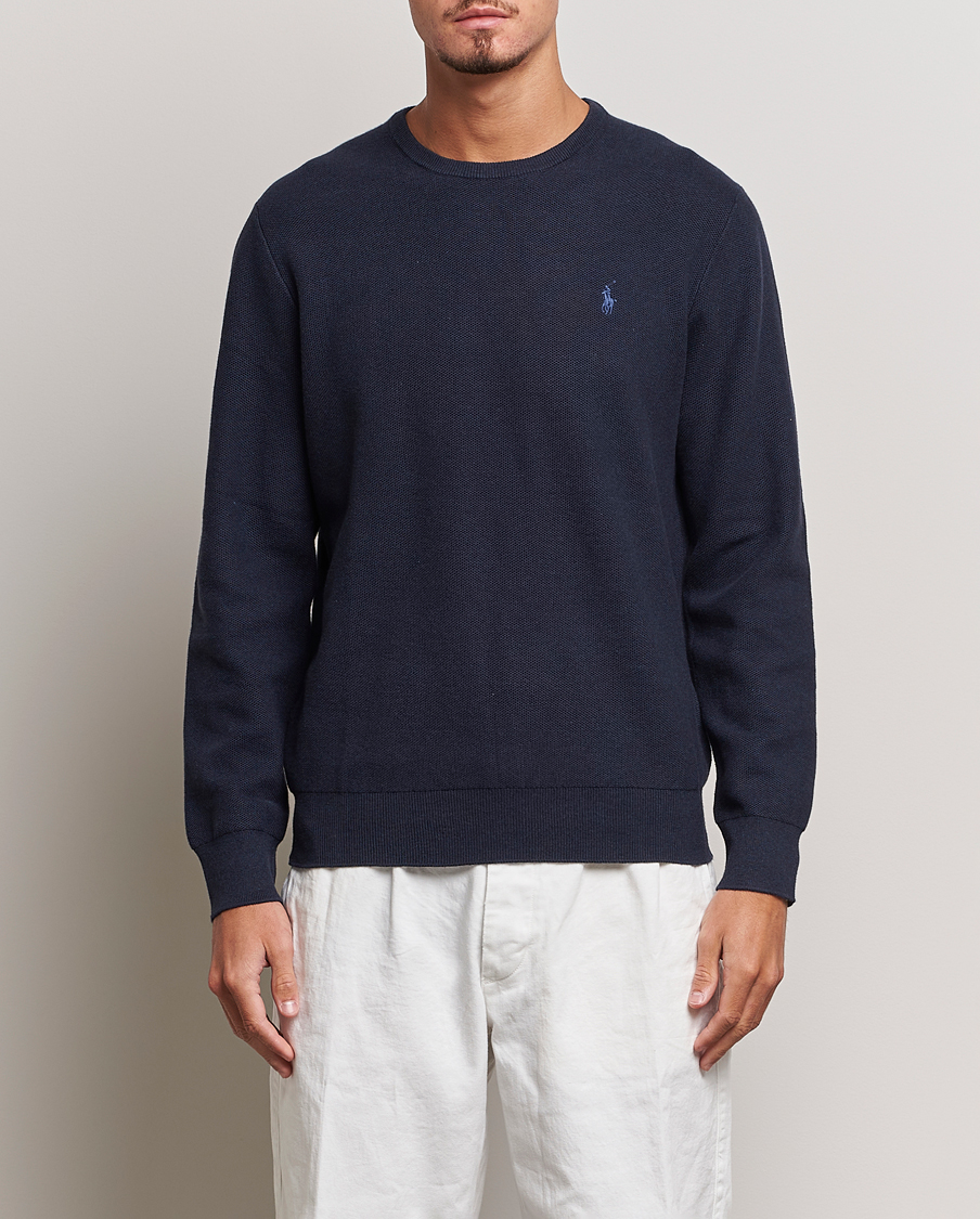 Uomini |  | Polo Ralph Lauren | Textured Crew Neck Sweater Navy Heather