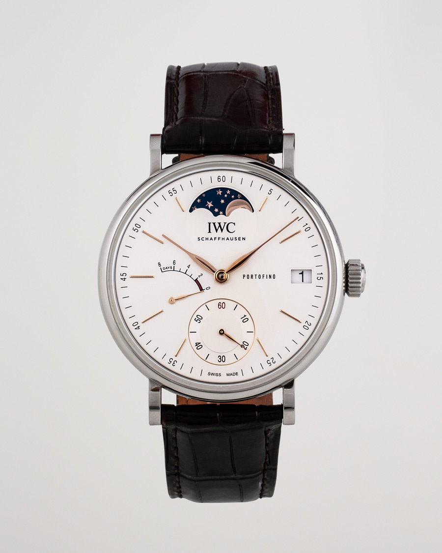 Uomini | IWC Pre-Owned Portofino Moon Phase IW516401 Steel White | IWC Pre-Owned | Portofino Moon Phase IW516401 Steel White