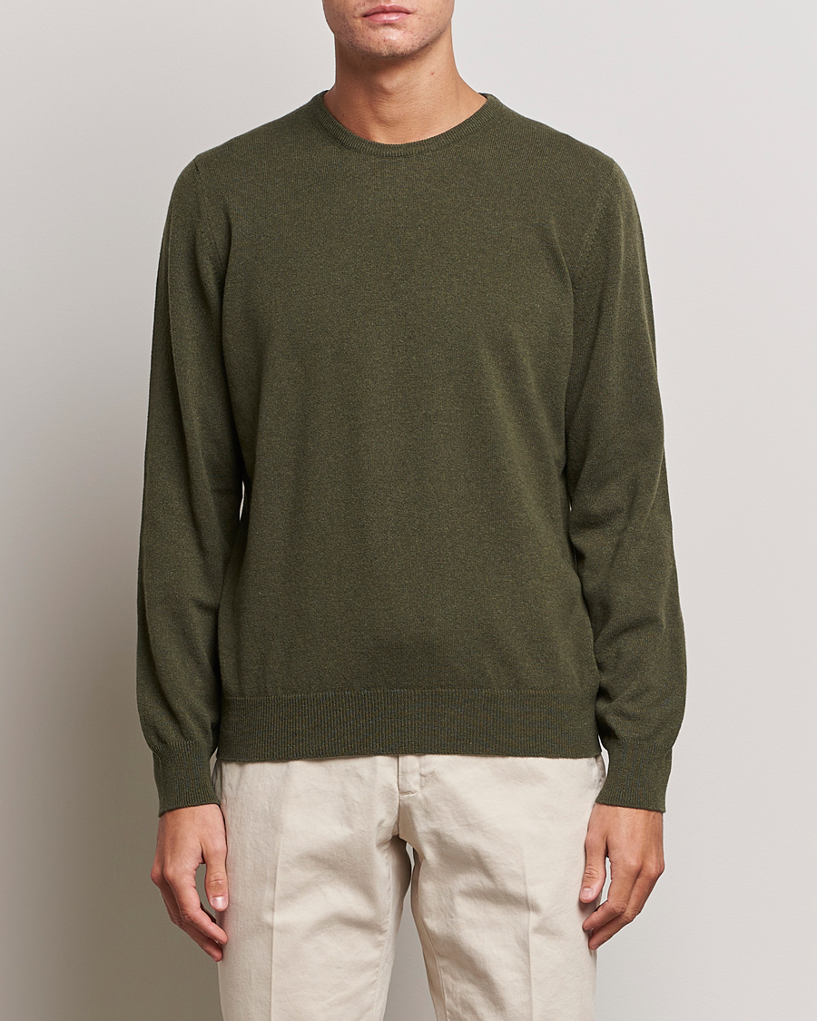 Uomini |  | Gran Sasso | Wool/Cashmere Crew Neck Olive Green