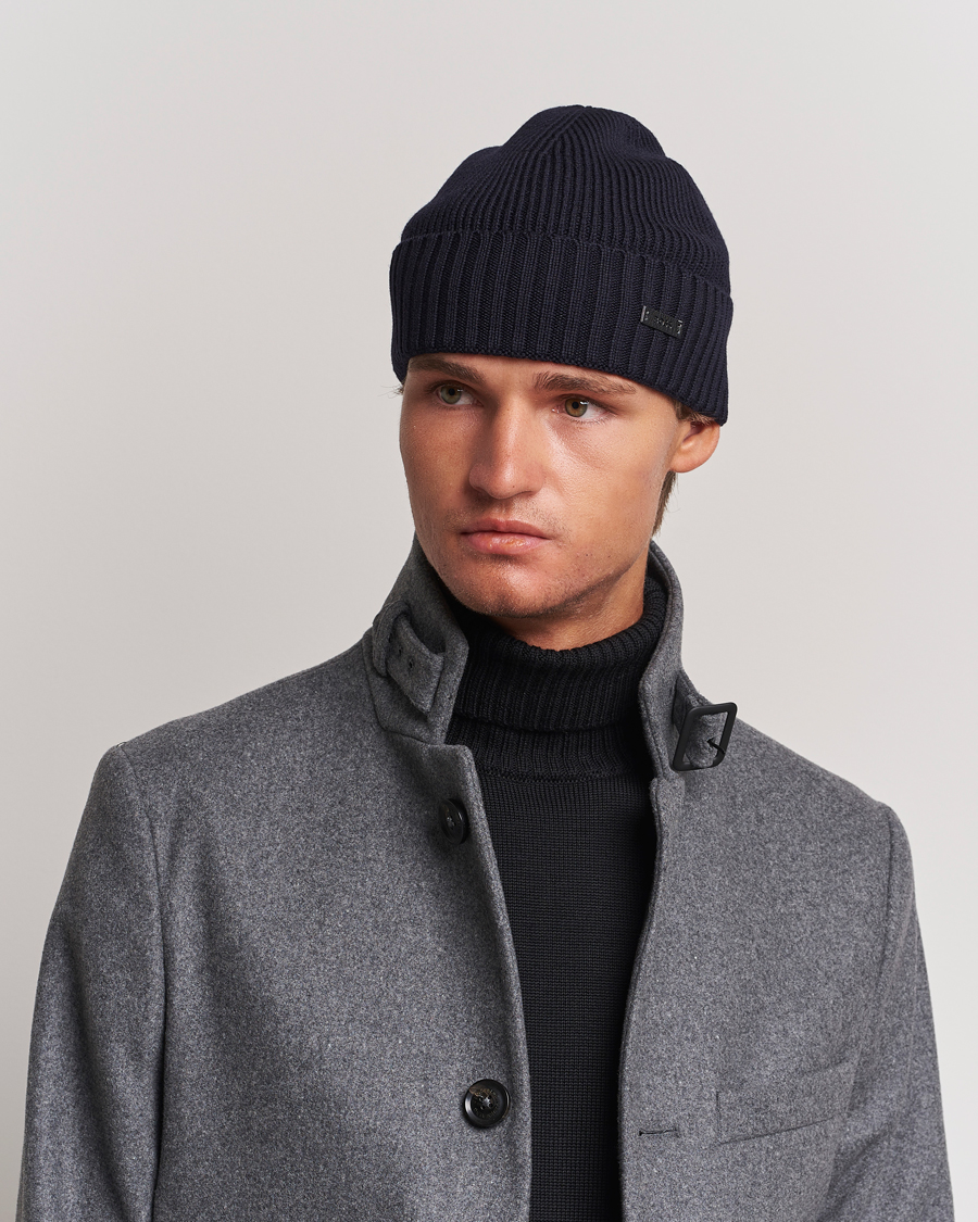 Uomini | Berretti invernali | BOSS BLACK | Fati Wool Beanie Dark Blue