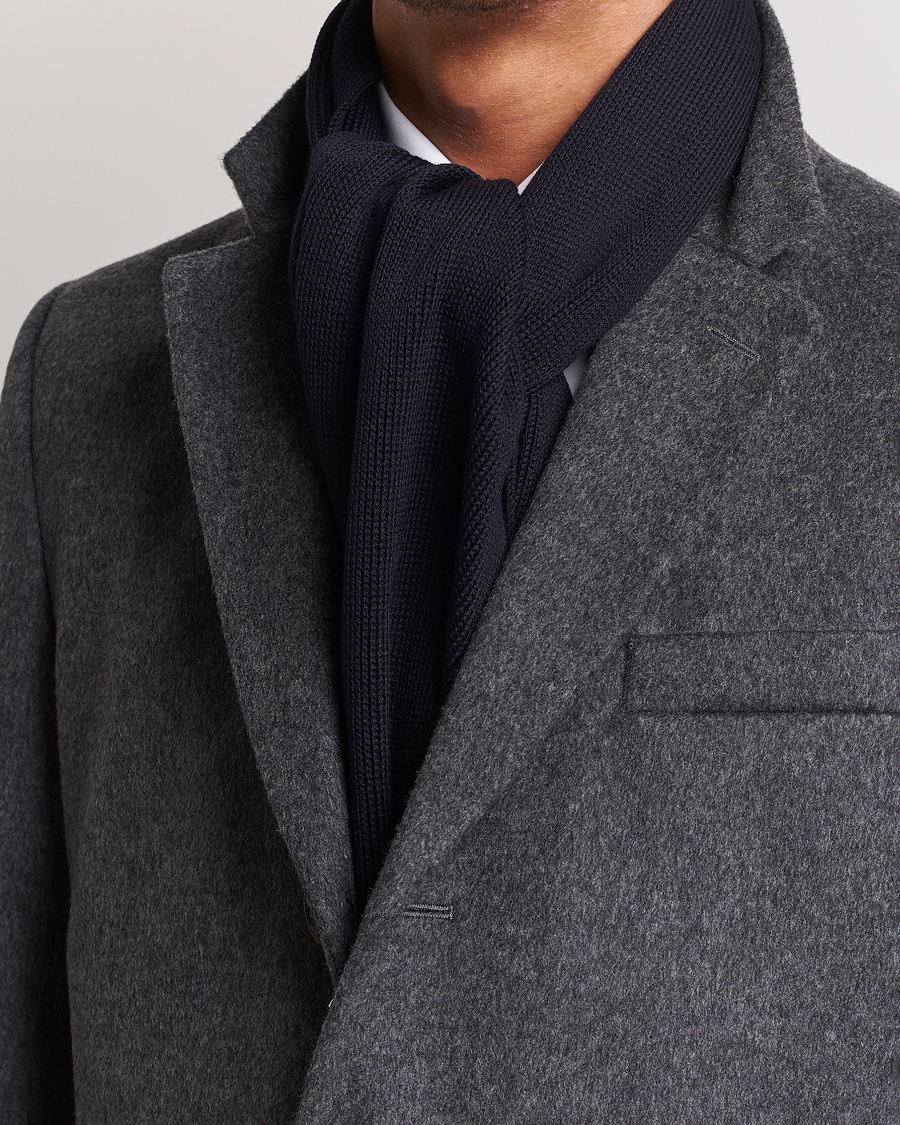 Uomini |  | BOSS BLACK | Albas Wool Scarf Dark Blue