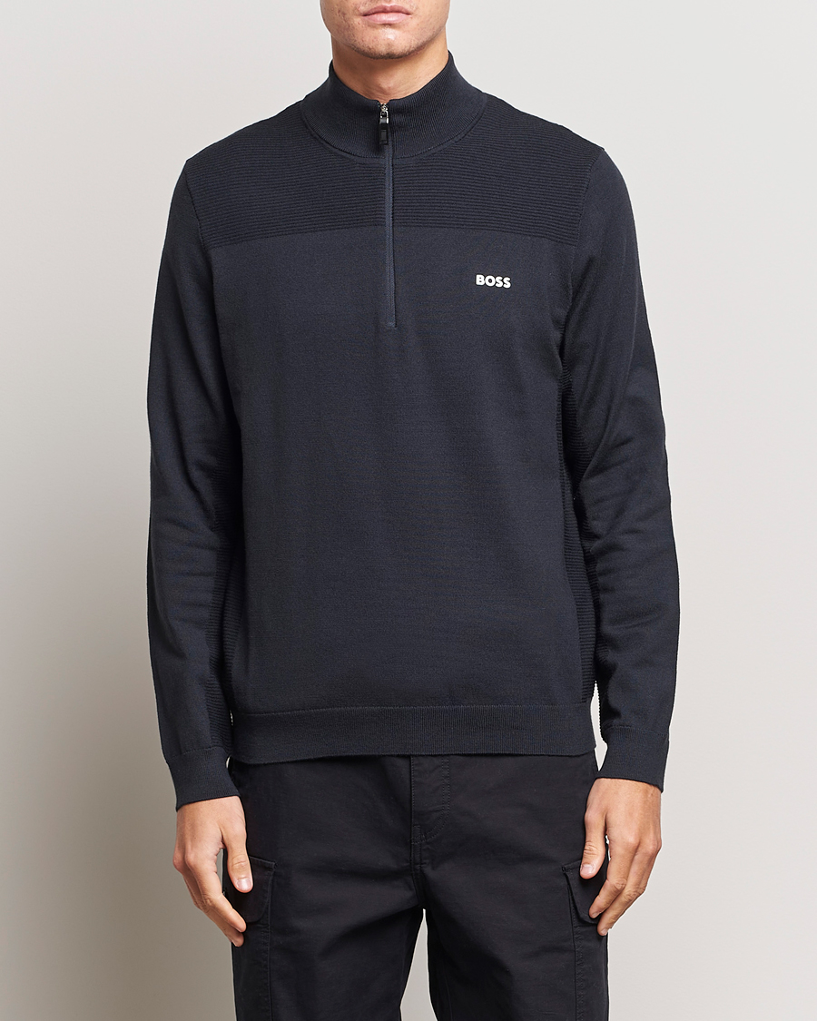 Uomini | Maglieria | BOSS GREEN | Momentum Knitted Half Zip Dark Blue