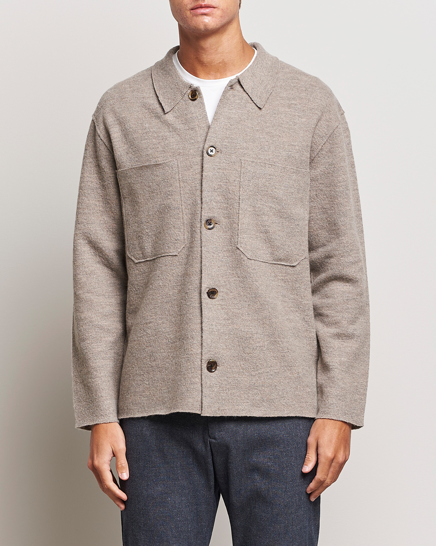 Uomini |  | NN07 | Jonas Boiled Wool Cardigan Khaki