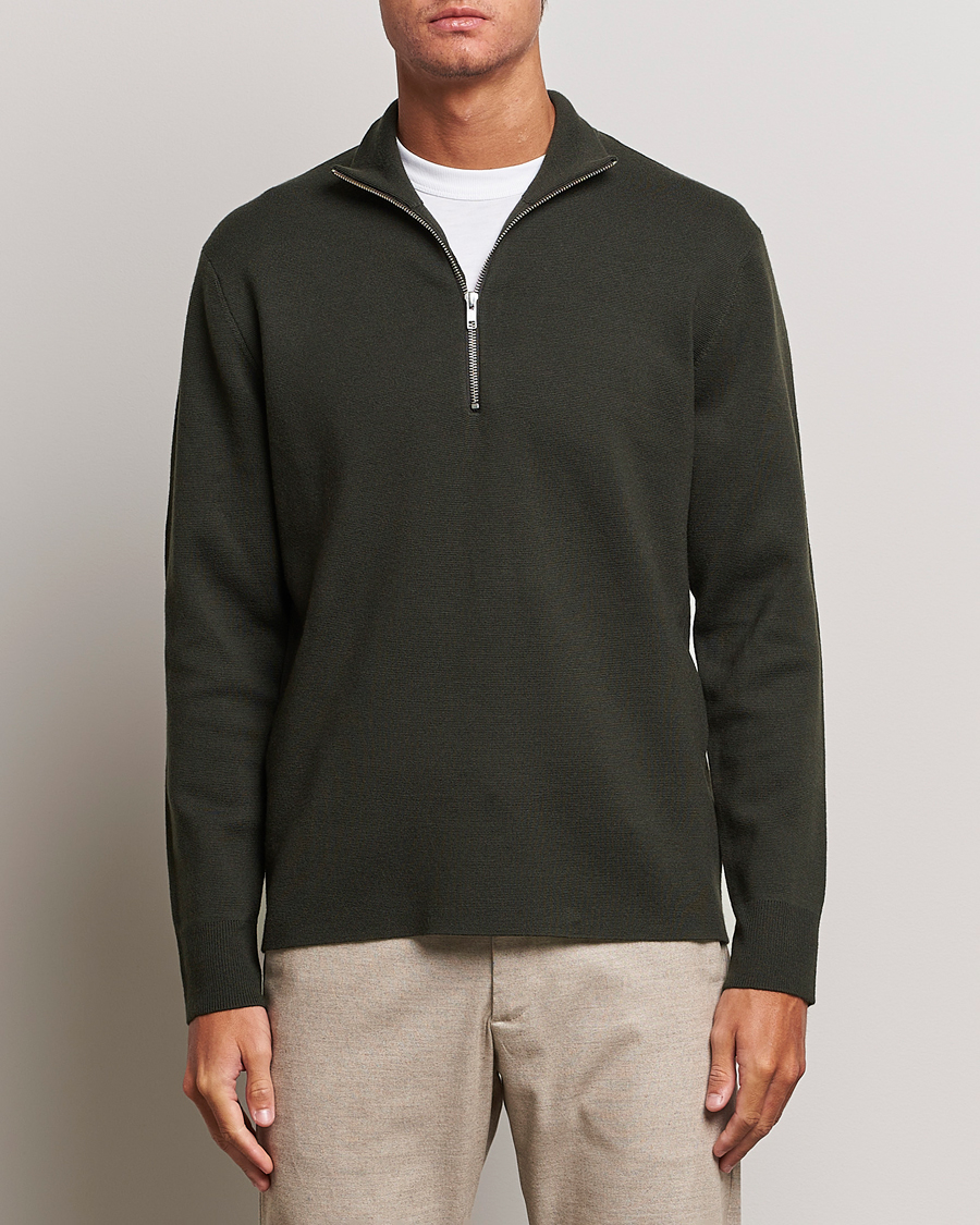 Uomini | Half-zip | NN07 | Harald Cotton/Modal Half Zip Dark Army