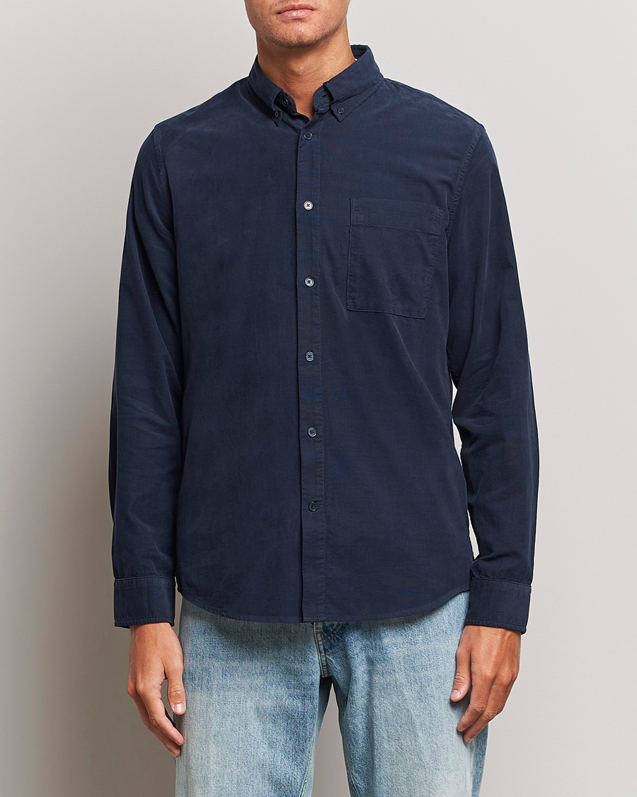 Uomini | NN07 | NN07 | Arne Baby Cord Shirt Navy Blue