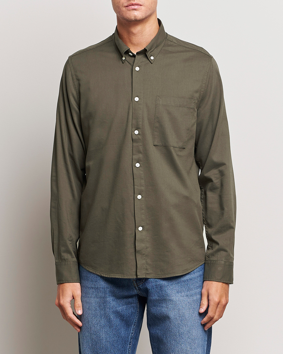 Uomini |  | NN07 | Arne Tencel Striped Shirt Dark Army