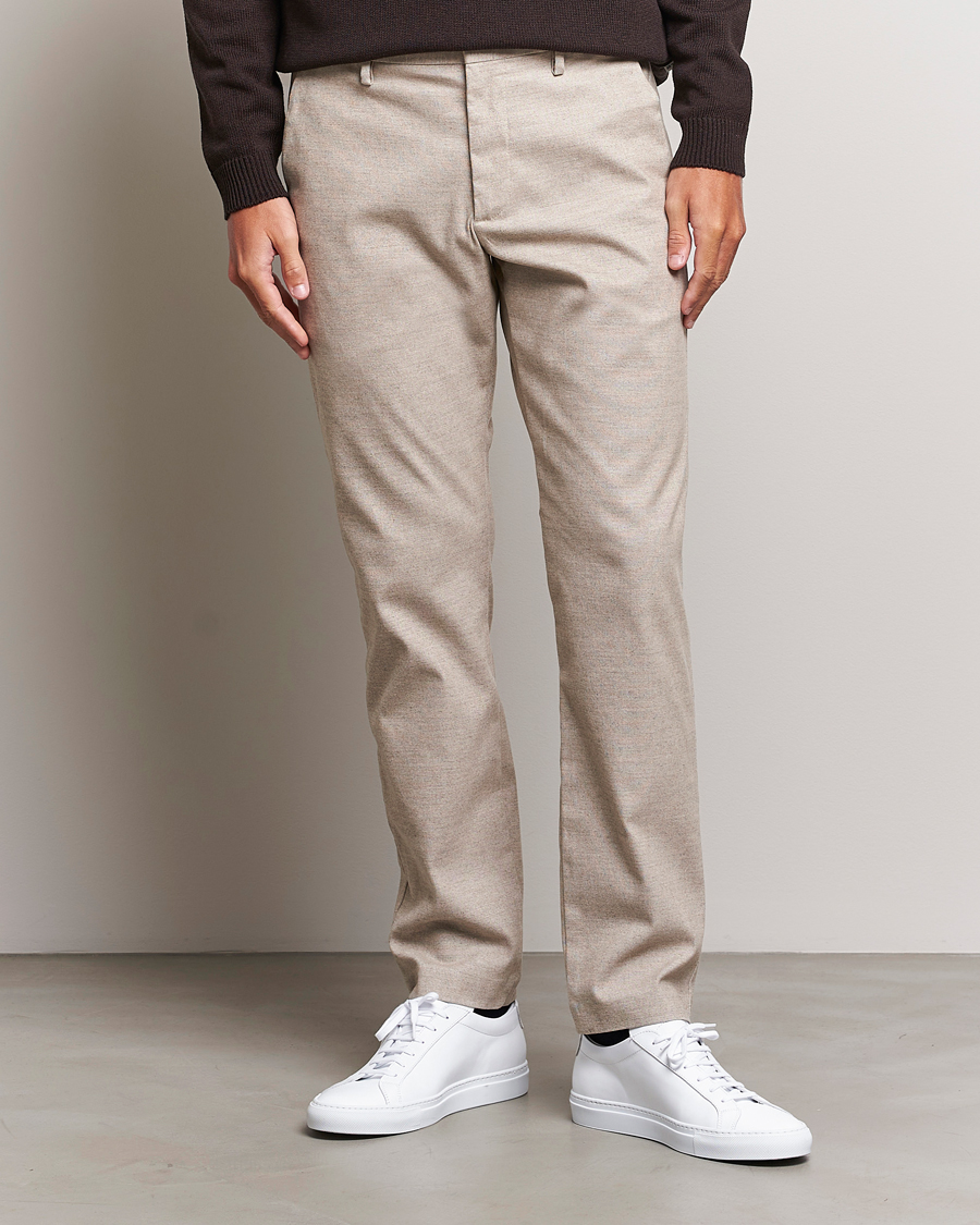 Uomini |  | NN07 | Theo Brushed Cotton Trousers Cement Melange