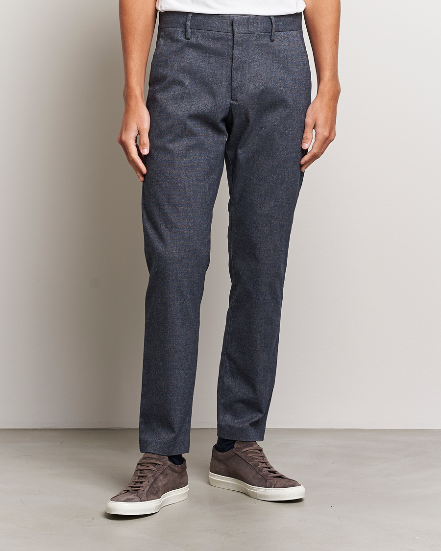 Uomini | Chinos | NN07 | Theo Brushed Cotton Trousers Navy Melange